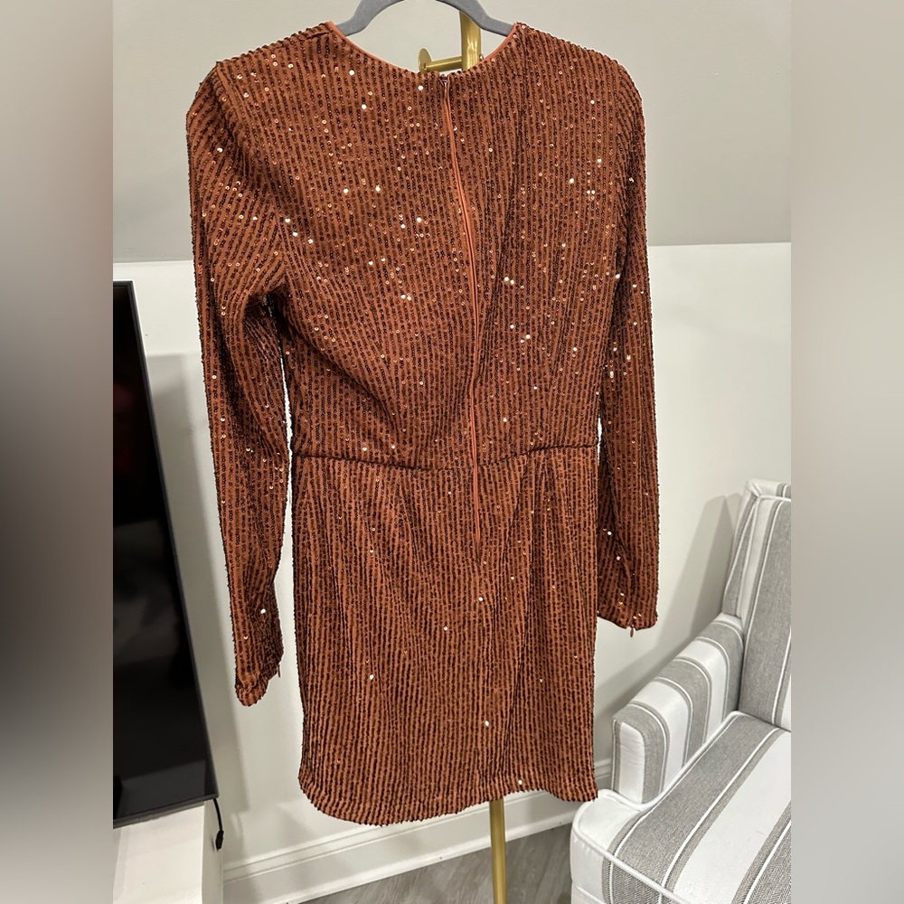 Toccin X $795 Designer Sequined Brown Mini Dress Cocktail Party Size 2 - Picture 6 of 9
